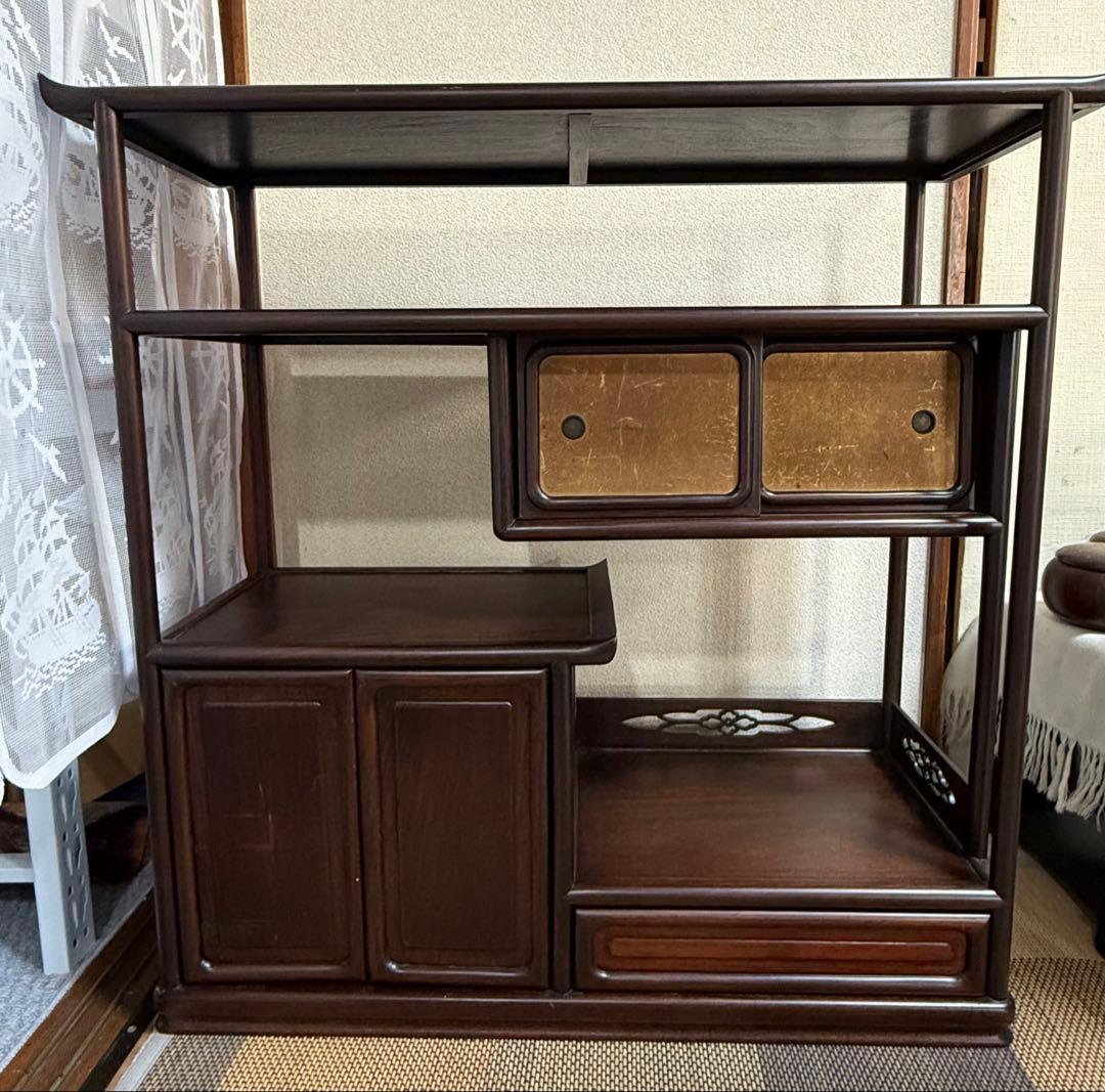 紅木　茶棚　茶箪笥　唐木　茶道具　送料込み251107