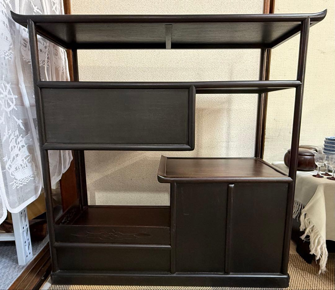 紅木　茶棚　茶箪笥　唐木　茶道具　送料込み251107