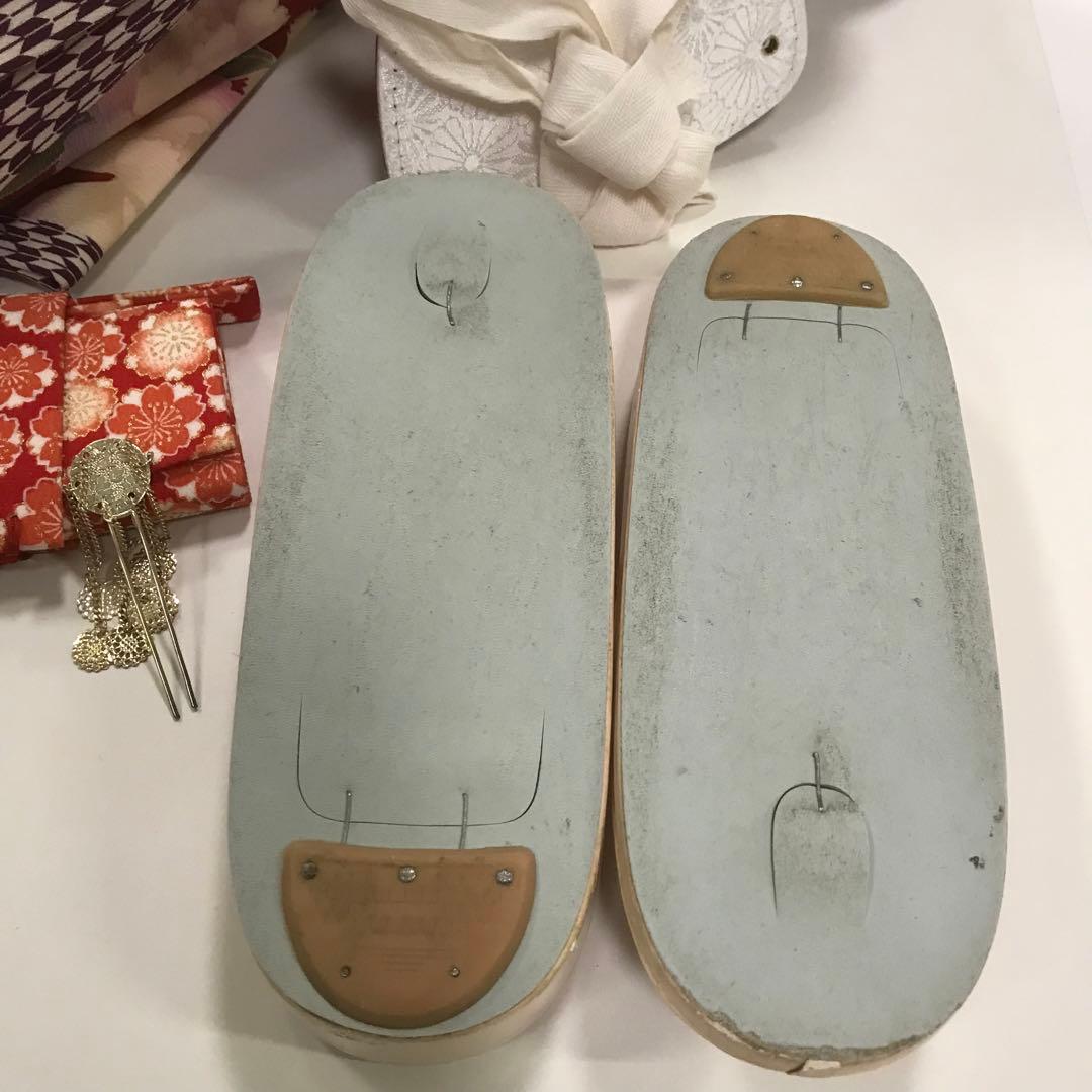 七五三　舞妓　女の子着物　アンティーク調　ちりめん　絞り柄　桜　だらり帯