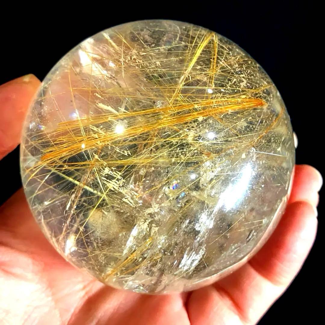 超大玉　65mm ゴールドルチルクォーツ　金針水晶　パワーストーン