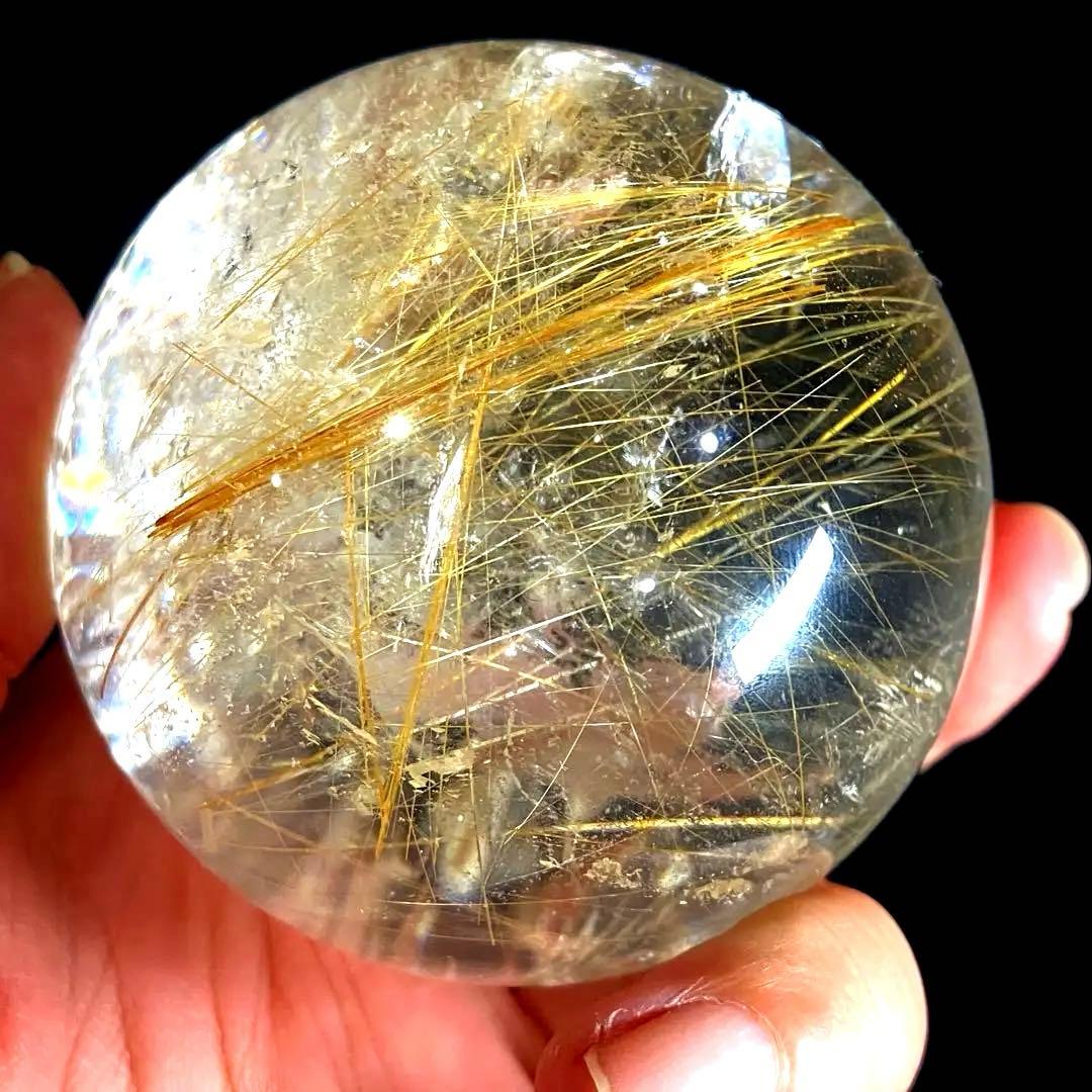 超大玉　65mm ゴールドルチルクォーツ　金針水晶　パワーストーン