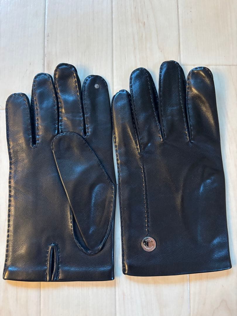 【美品】 Hermès エルメス ラムスキン レザーグローブ ブラックメンズ 8
