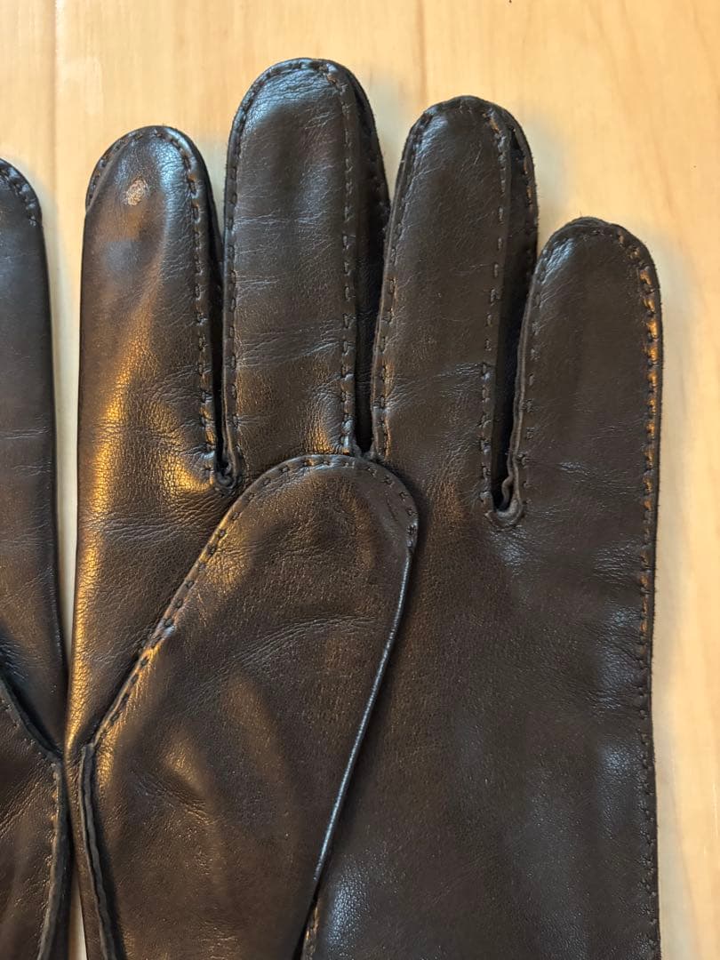 【美品】 Hermès エルメス ラムスキン レザーグローブ ブラックメンズ 8