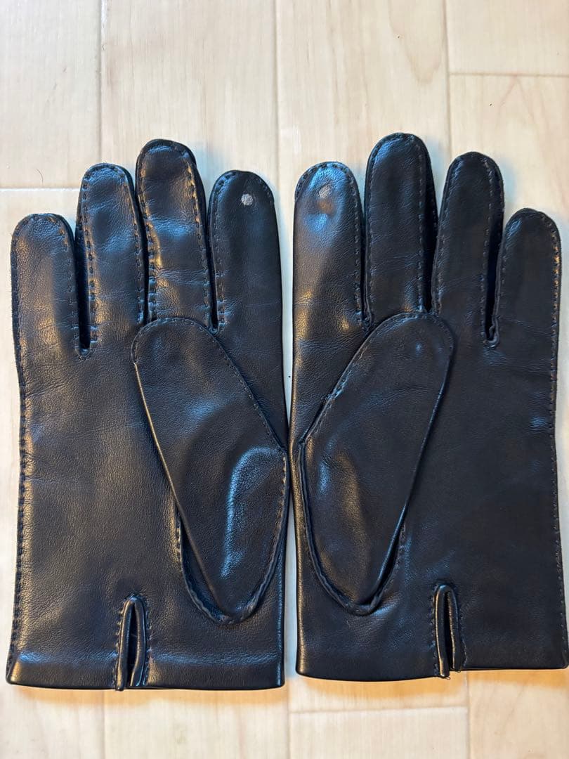 【美品】 Hermès エルメス ラムスキン レザーグローブ ブラックメンズ 8