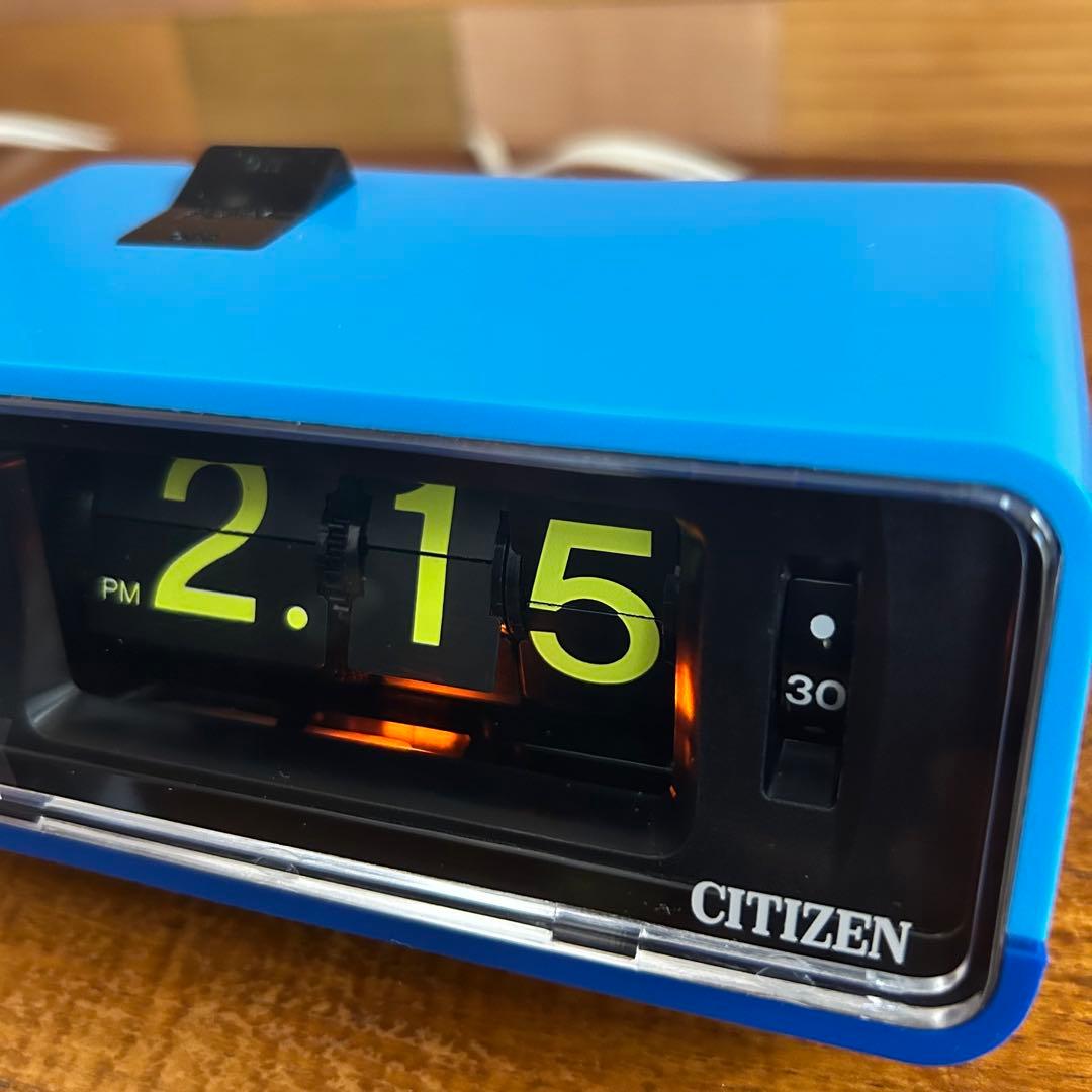 【ジャンク】シチズン　ハイリーフカーチス　パタパタ時計　ブルー　当時物