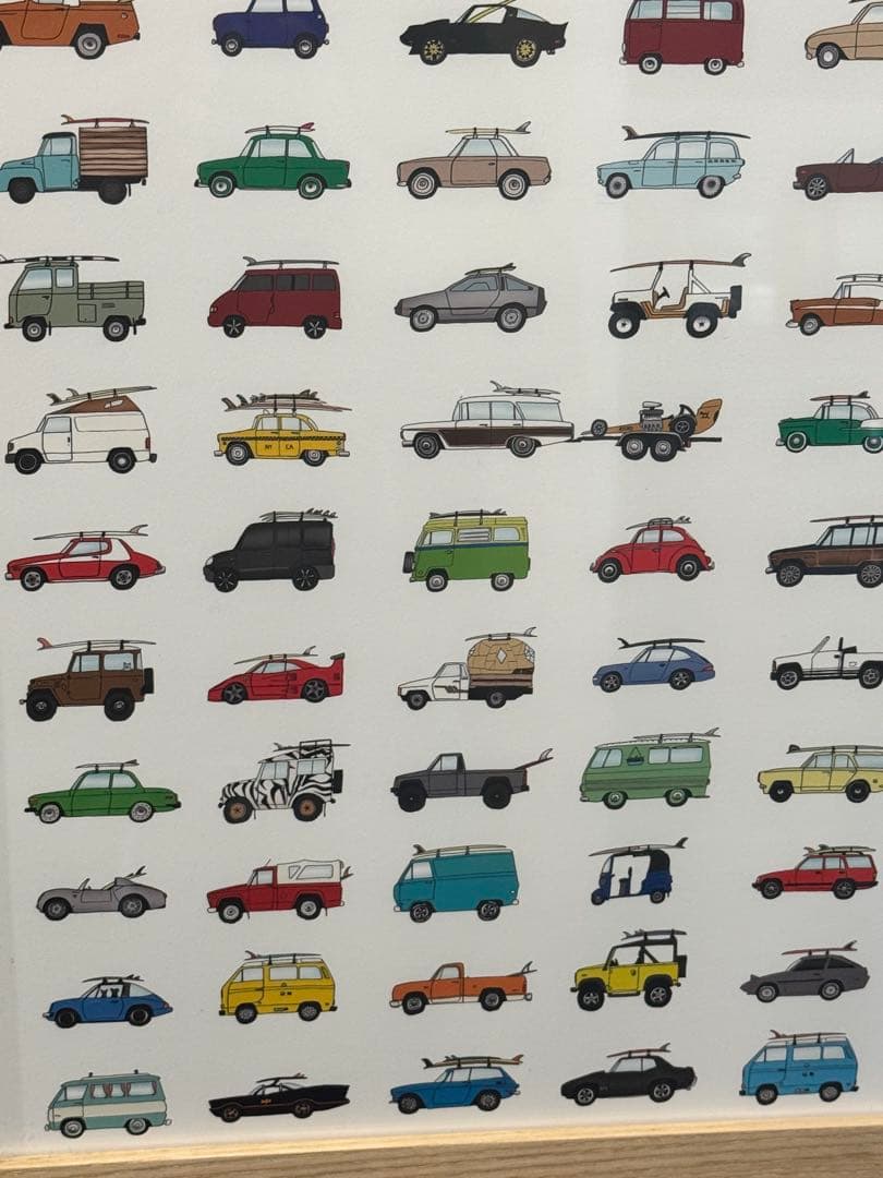 サーフィン　車　ケビン・バトラー　アートワーク壁掛けフレーム