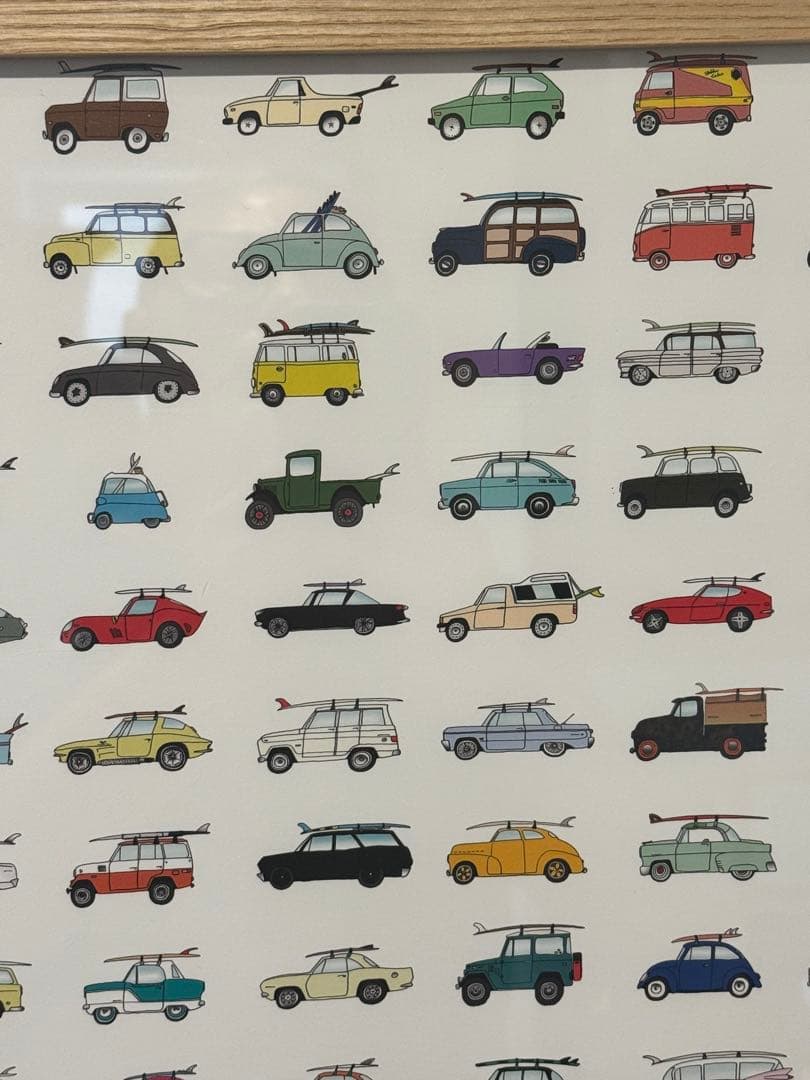 サーフィン　車　ケビン・バトラー　アートワーク壁掛けフレーム