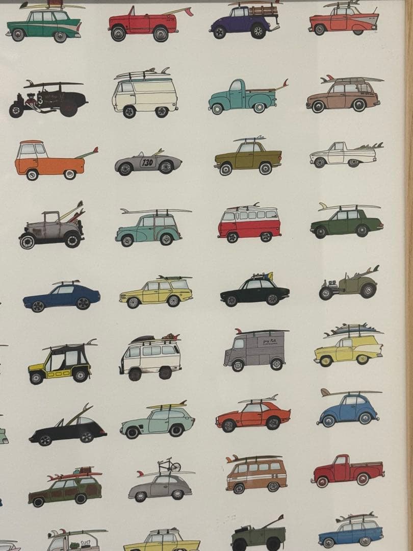 サーフィン　車　ケビン・バトラー　アートワーク壁掛けフレーム