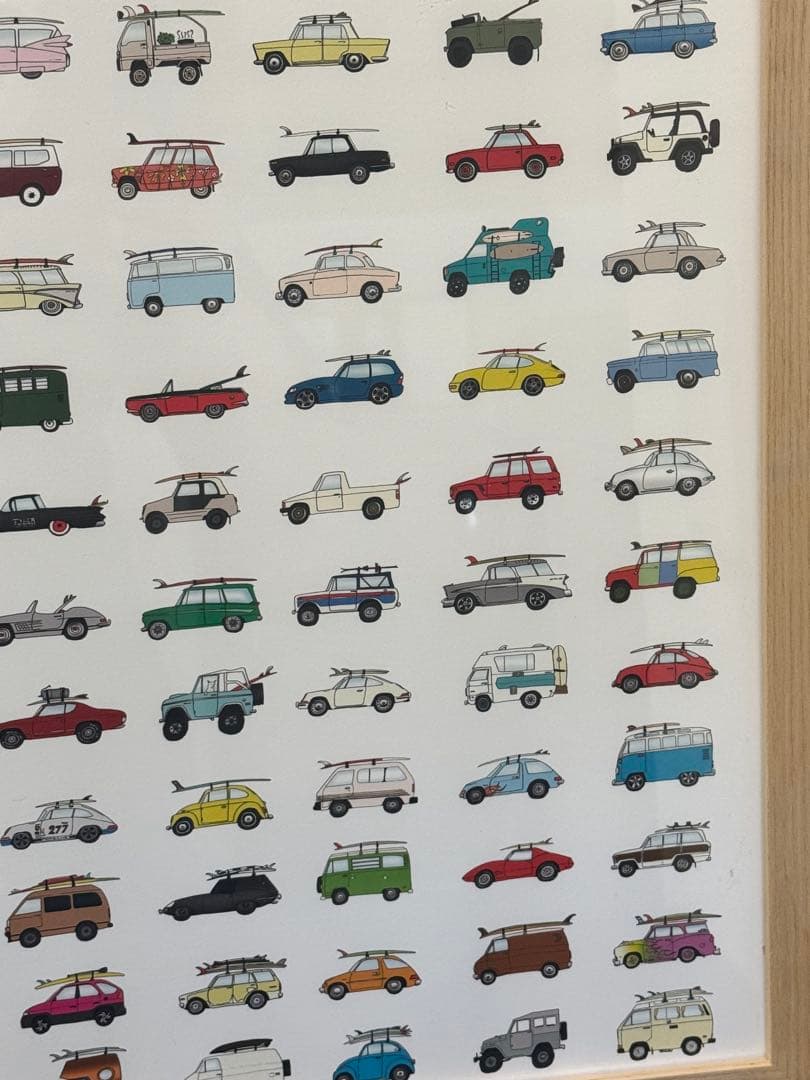 サーフィン　車　ケビン・バトラー　アートワーク壁掛けフレーム