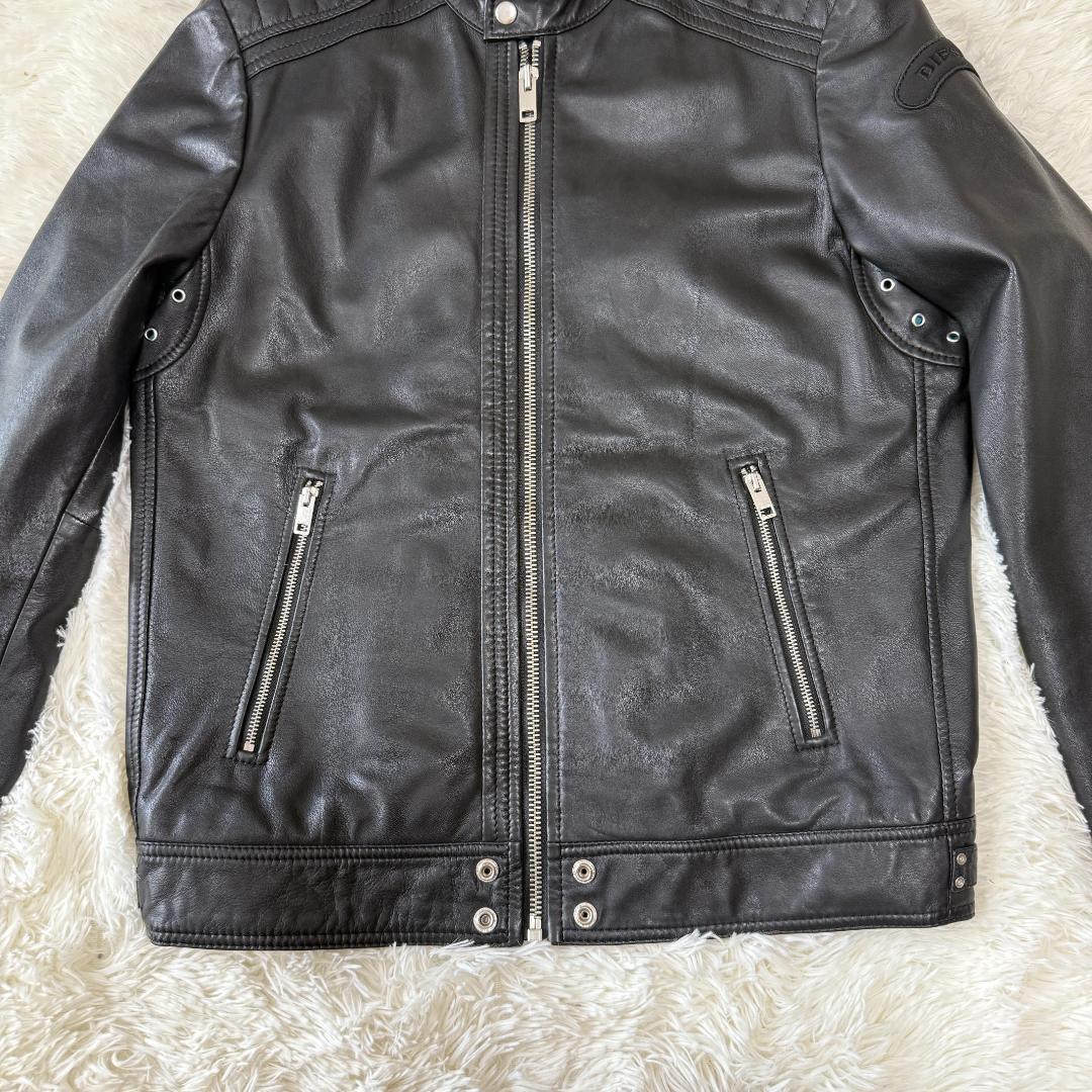 希少XL【定価14万】DIESEL シングル ライダースジャケット 黒 青