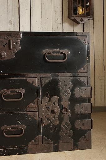 時代　庄内箪笥　扉付き　時代家具　収納タンス　古家具