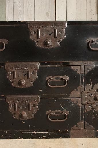 時代　庄内箪笥　扉付き　時代家具　収納タンス　古家具