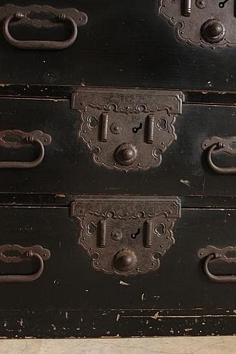 時代　庄内箪笥　扉付き　時代家具　収納タンス　古家具