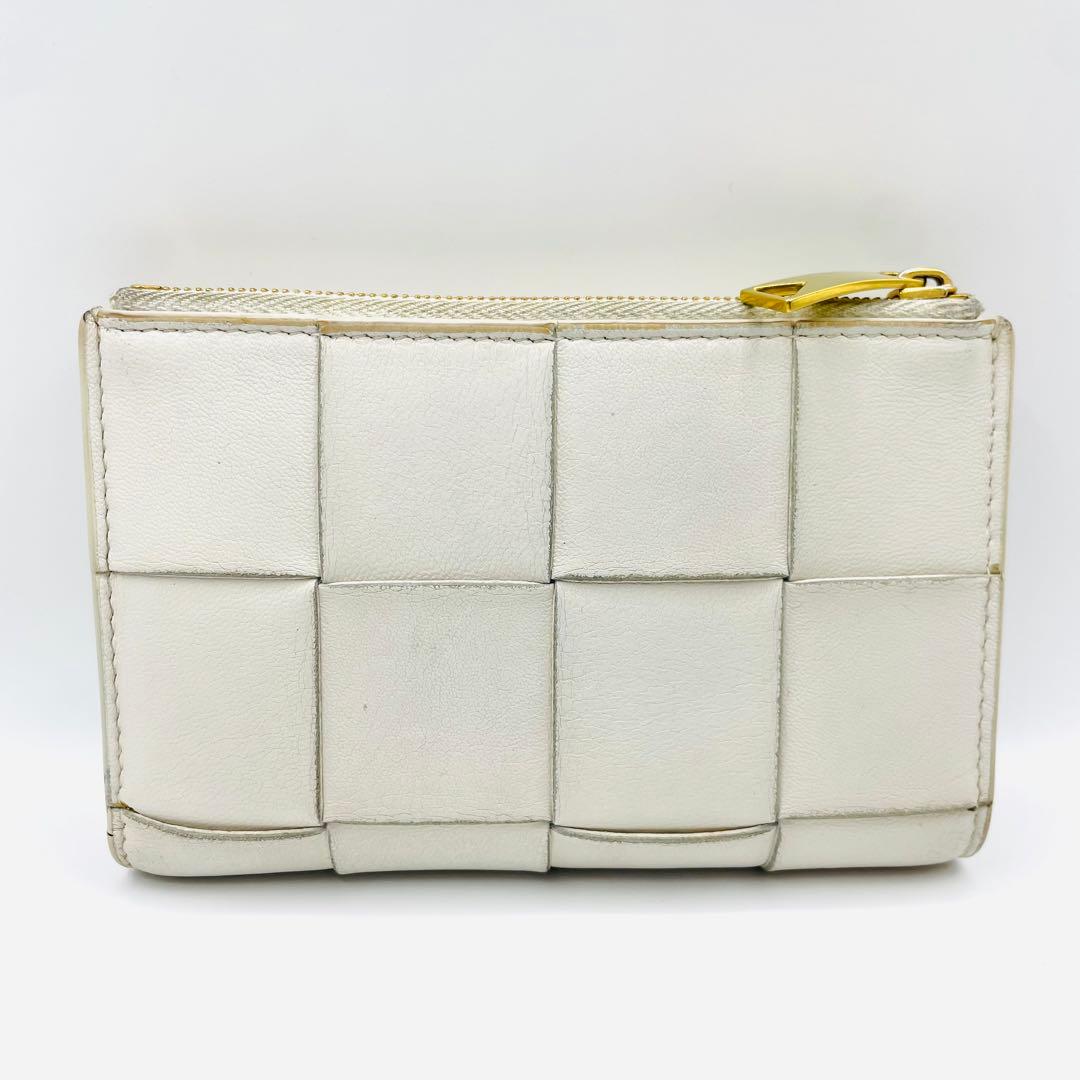 良品◇現行 ボッテガヴェネタ 二つ折り財布 ホワイト コンパクトウォレット