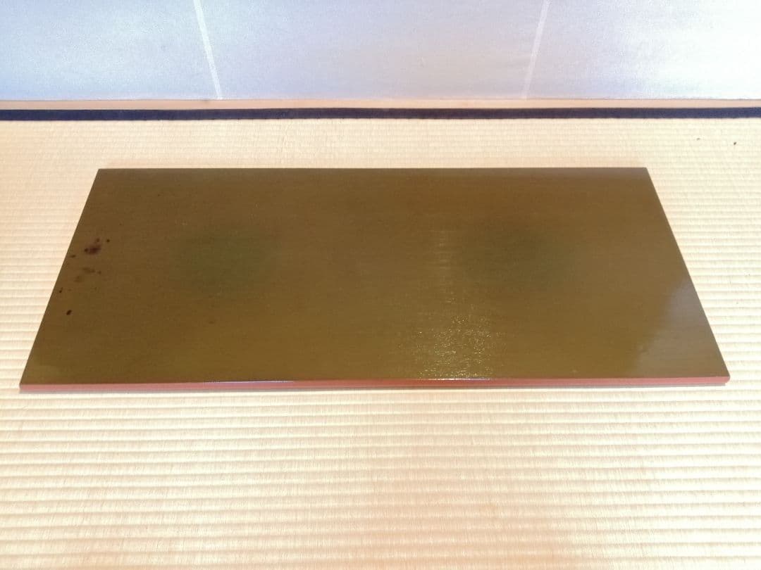 【茶道具】橋口宗榮造　藪内流 猗々斎宗匠箱書 家伝の形 青漆爪紅長板　長板80