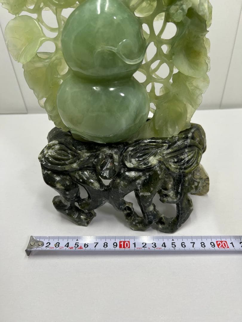 玉雕 翡翠 瓜果 龍 瓢箪彫 彫刻 置物 中国美術 古美術 ひすい ひょうたん