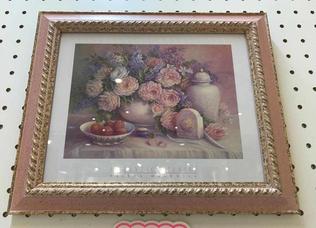 イタリア製　額絵　ピンクの薔薇