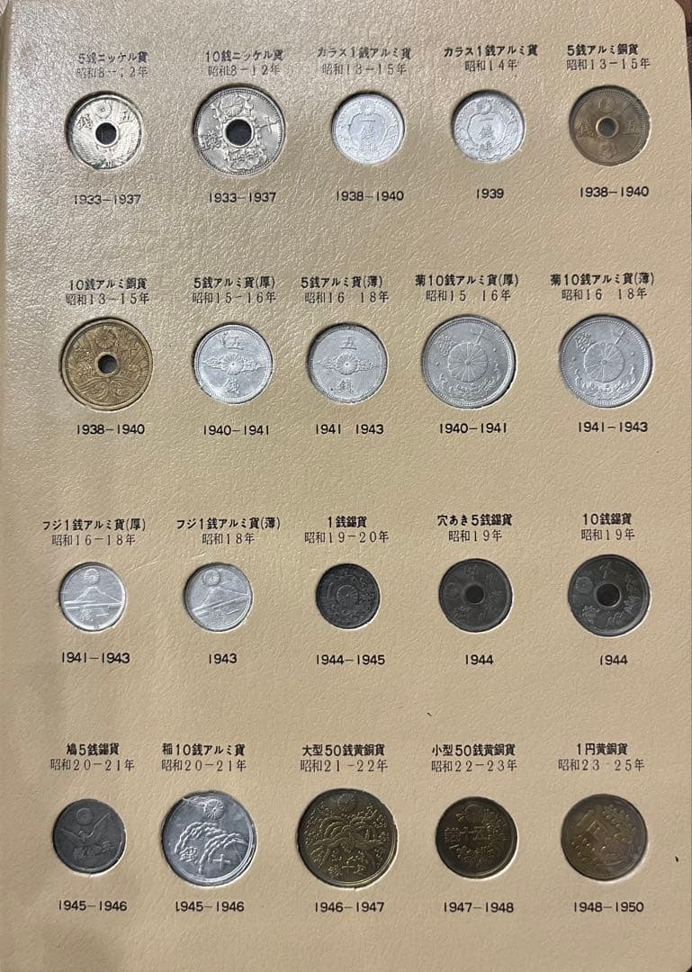 日本近代アルバム　一圓銀貨　貿易銀　五十銭銀貨など