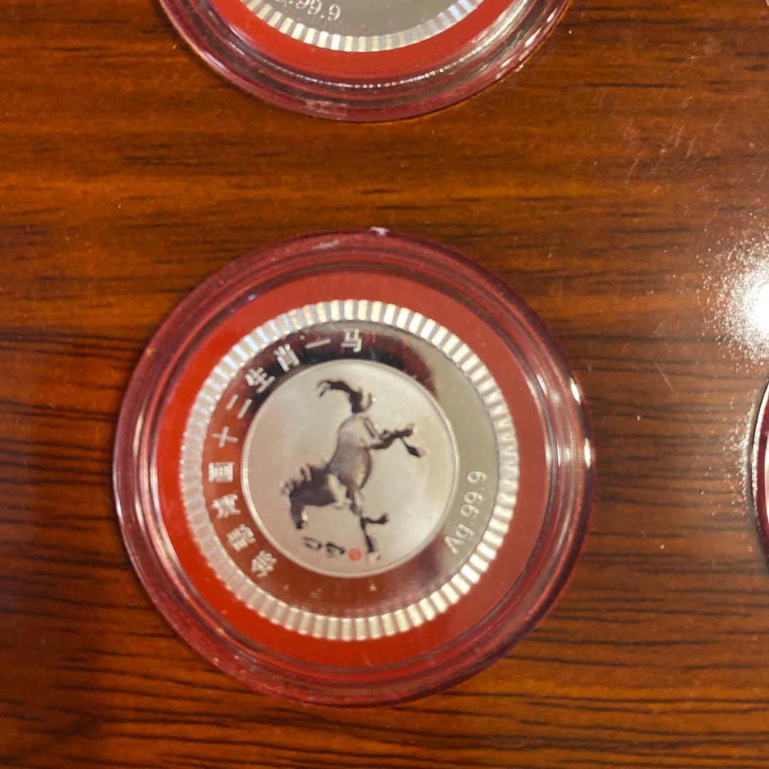 中国製　干支12支　純銀製 セット 木製ケース付き