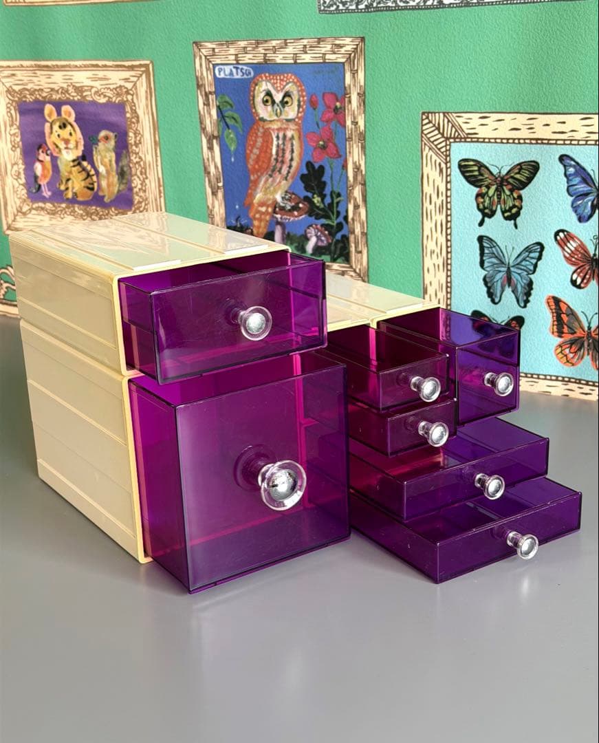 スペースエイジ　連結小物入れ　カセッター　アクリル　プラスチックケース　引き出し