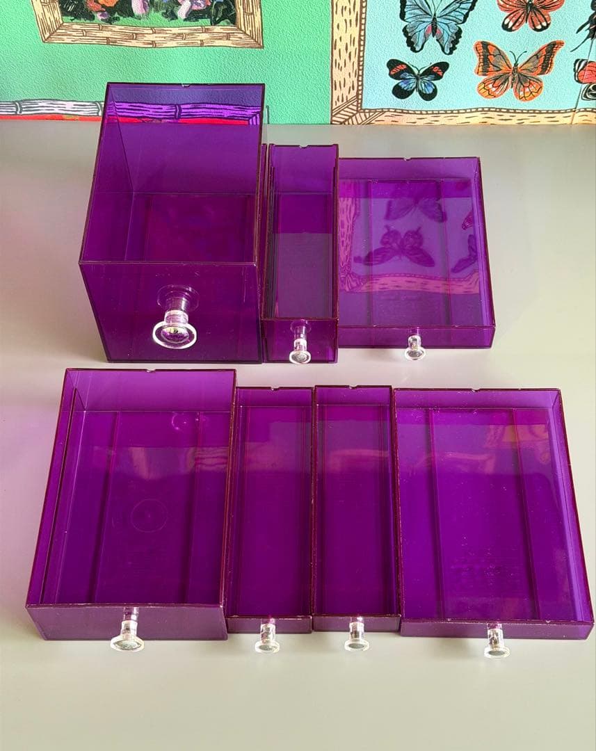 スペースエイジ　連結小物入れ　カセッター　アクリル　プラスチックケース　引き出し