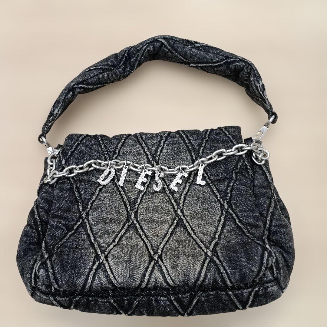 DIESEL charm-D デニム ショルダーバッグ