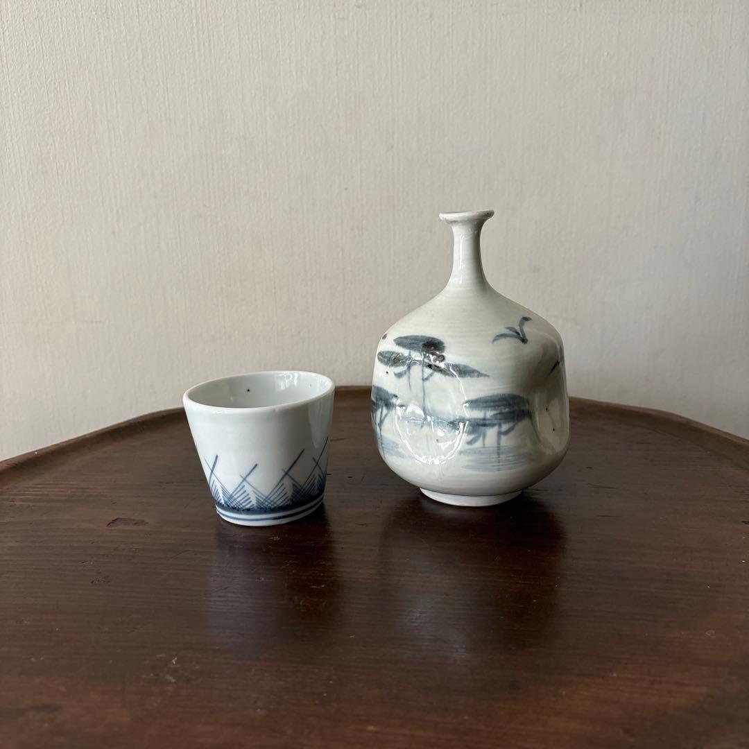 古伊万里　平戸　染付阿古陀徳利　三川内焼　花器　古道具　アンティーク　検:李朝