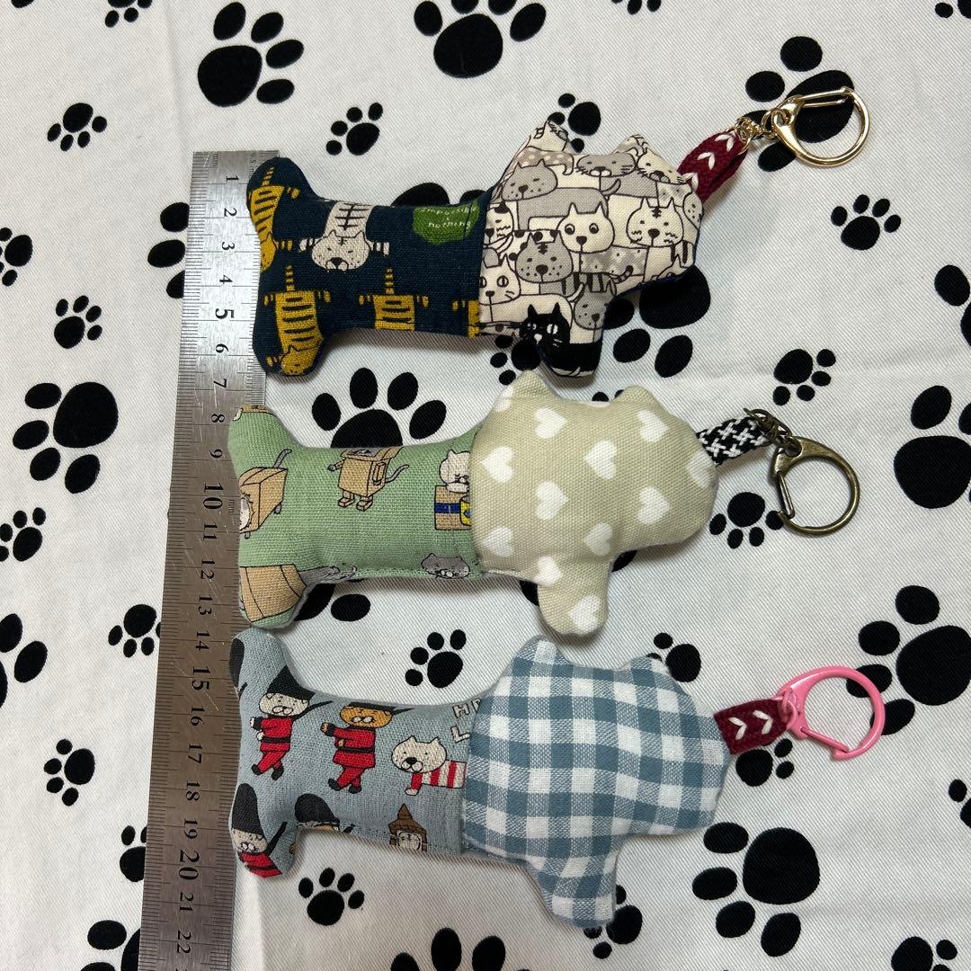 ハンドメイド デカネコキーホルダーチャームセット
