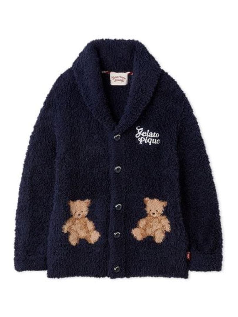 新品タグ付き　ジェラートピケ　スノーベアジャガードショールカーディガン　ネイビー
