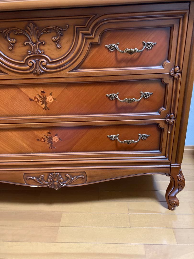 【とき乃】アンティーク　猫脚　西洋スタイル 木製チェスト 3引き出し