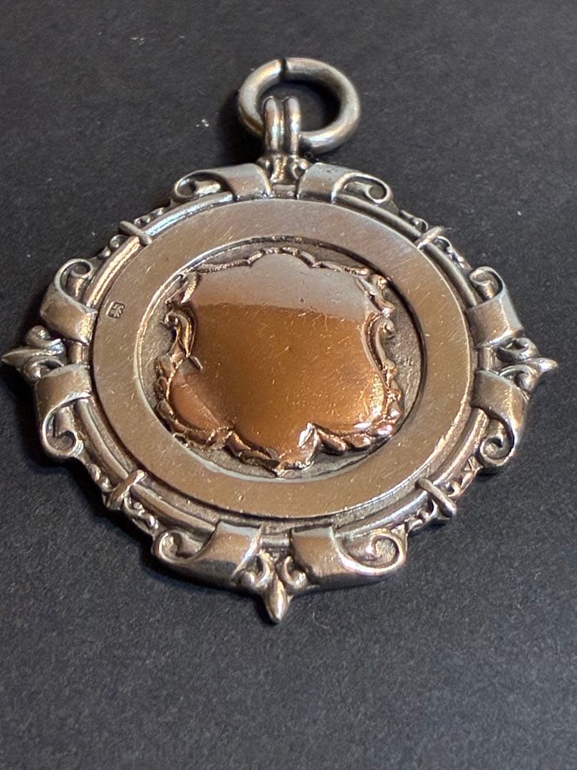 純銀925英国アンティークウォッチフォブ13.1gバーミンガム刻印1924年製