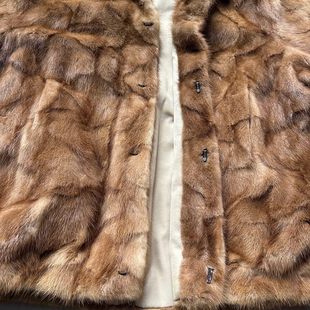 美品 メンズ ミンクファー リアルファーコート 本毛皮 フリーサイズ ブラウン
