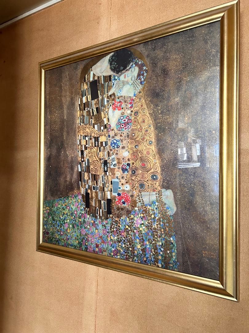 Gustav Klimt 愛の絵画 大きい金色フレーム