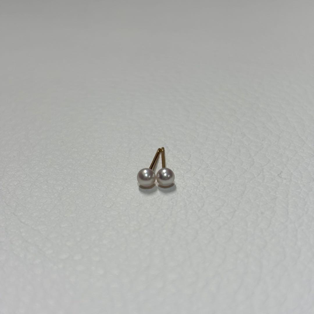 531 パールピアス　あこや真珠　3.2+3.3mm K18YG