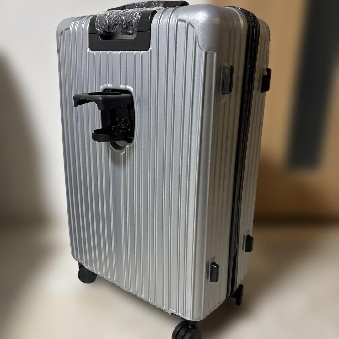 スーツケース L キャリーケース USBポート付き 90L シルバー