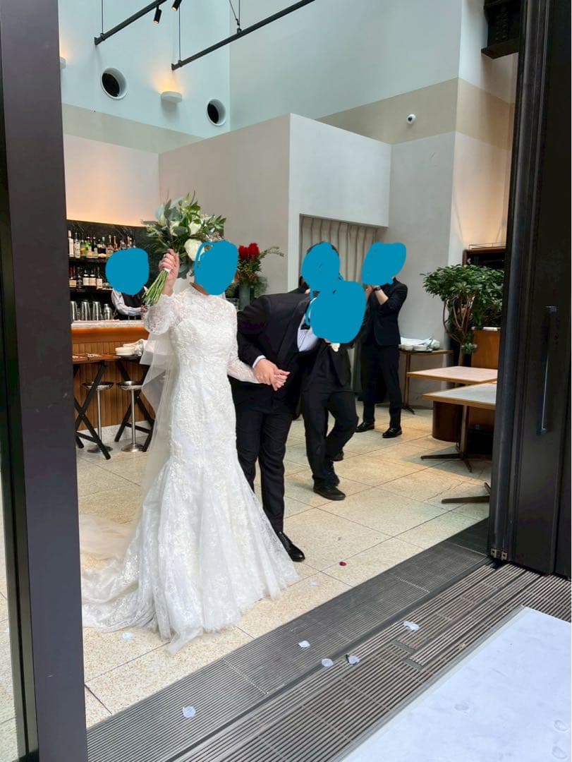 長袖マーメイドホワイトウェディングドレス