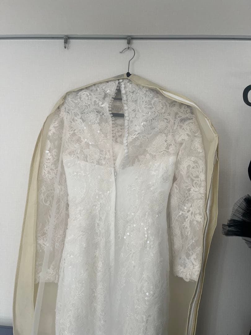 長袖マーメイドホワイトウェディングドレス