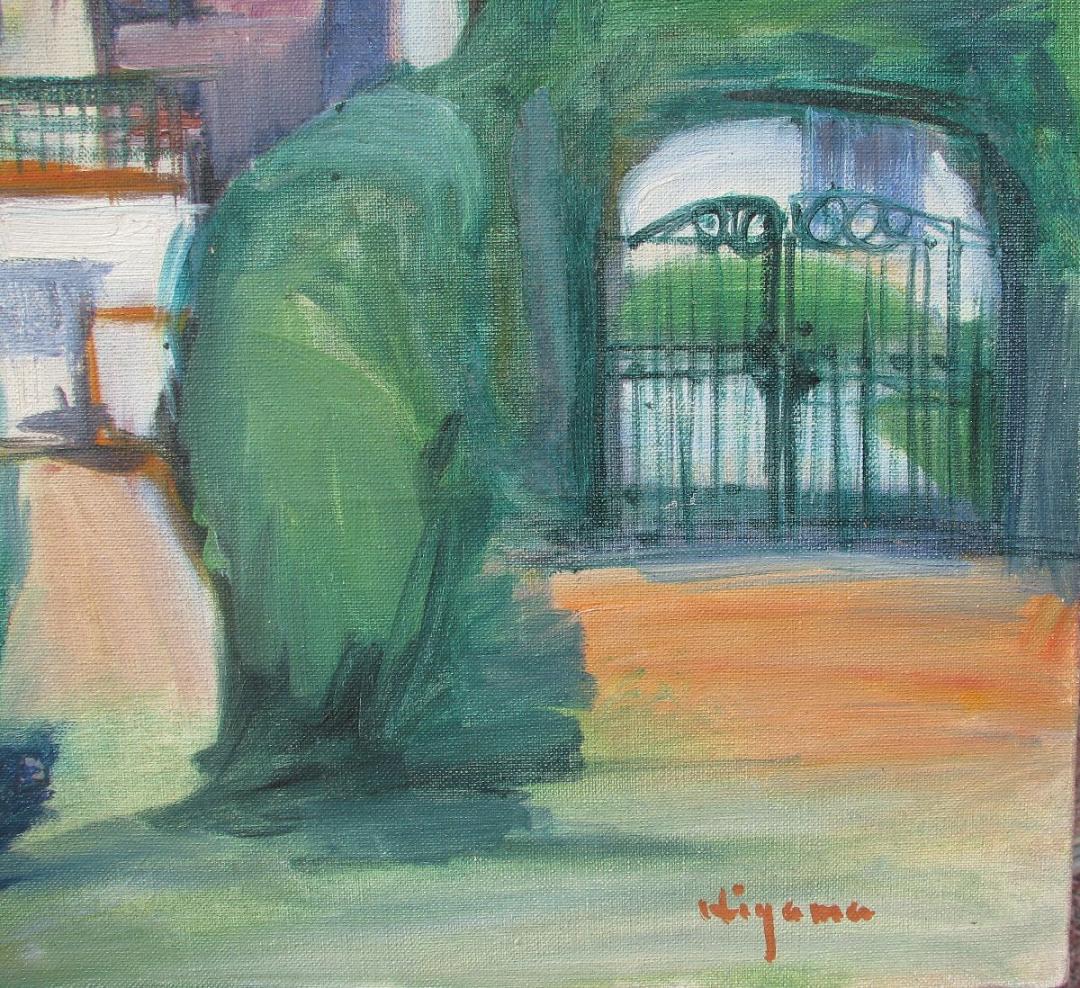 スペインの光と影,檜山健三「生垣のある家（サンタンデル）」8号油彩,1968年作