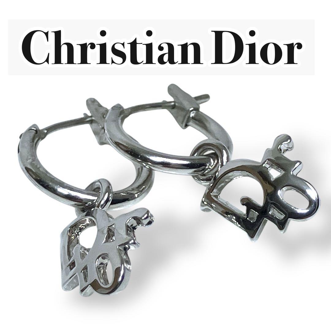 【極美品】Christian Dior ディオール　フープピアス　シルバー CD