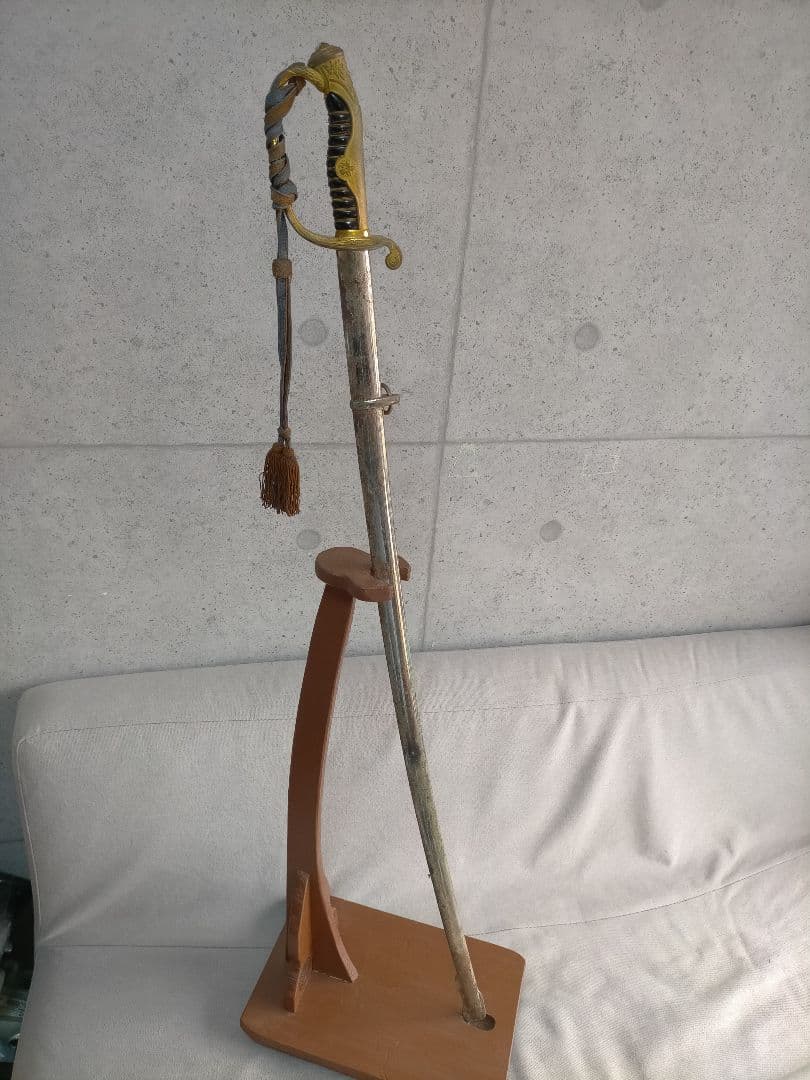 親父のサーベル 第二次世界大戦 日本軍 指揮刀 家紋 骨董 刀台 模擬刀 セット