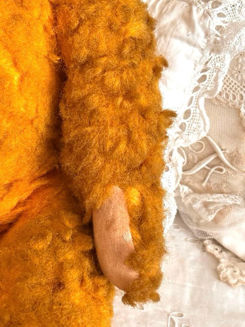 ʕ•ᴥ•ʔ アンティークベア　ドイツ　ボネエプロン付き　アンティークテディベア