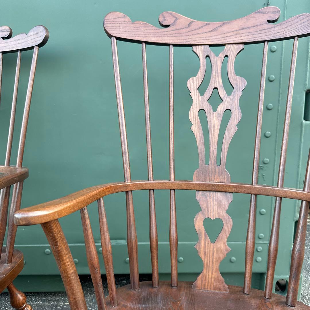 瞬間お値下げ‼️豪邸発掘品‼️木製スピンドルバックチェア アームチェアヴィンテージ
