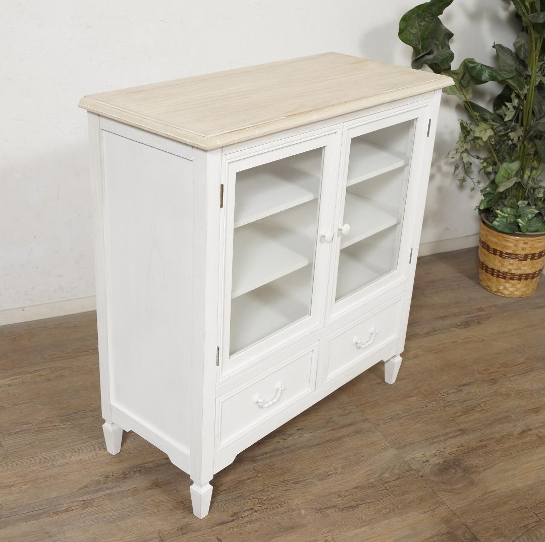 あちゃ　引き取り限定　アンティーク調　キャビネット　食器棚　シャビー