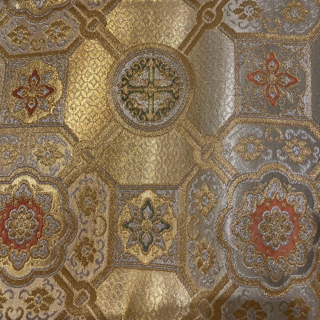 極美品　正絹振袖　袋帯付　抹茶　モスグリーン紫色花柄　金糸刺繍　写真撮影のみ