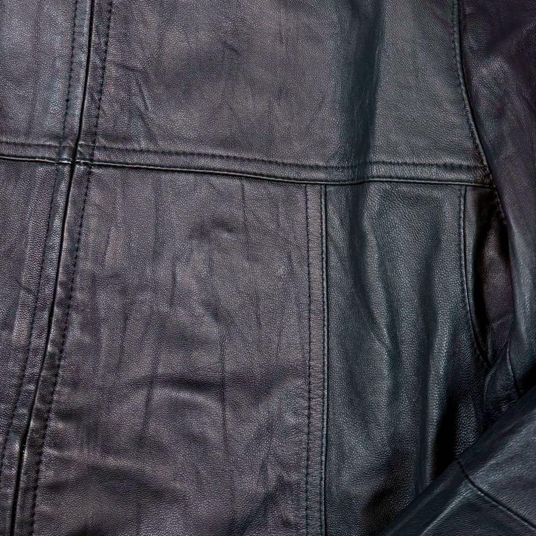 未使用 OLD UNIQLO ライダースジャケット 羊革 シングル ブラック