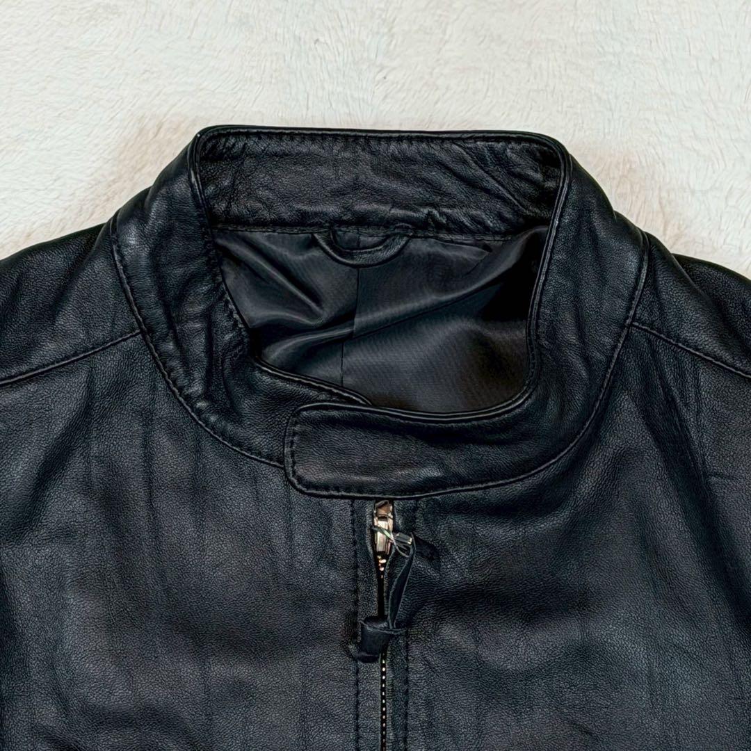 未使用 OLD UNIQLO ライダースジャケット 羊革 シングル ブラック