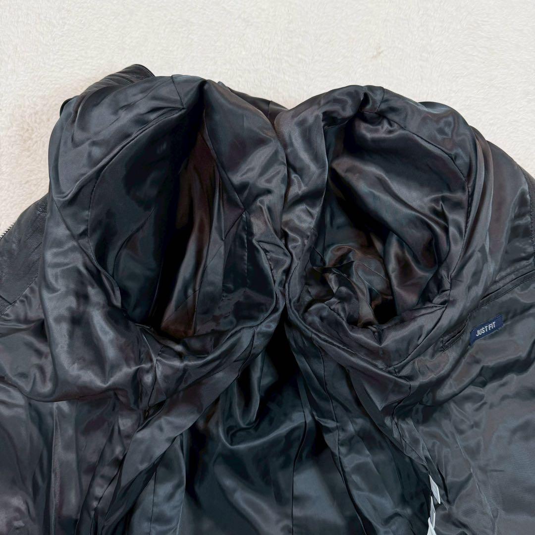 未使用 OLD UNIQLO ライダースジャケット 羊革 シングル ブラック