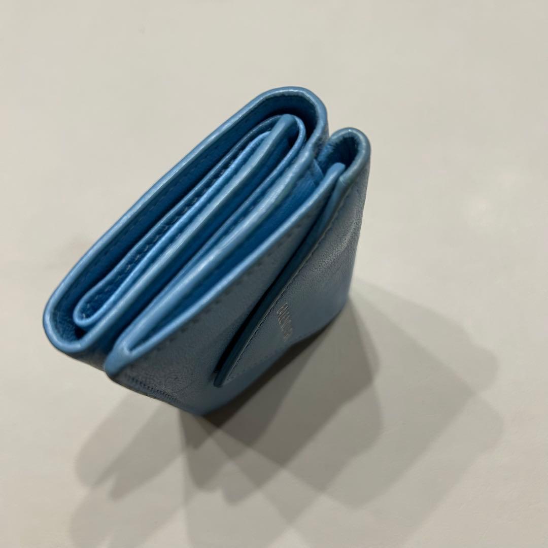 バレンシアガ ペーパーミニ 三つ折り財布 水色 ブルー 箱 保存袋付き 正規品