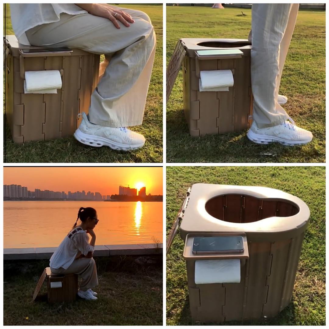 携帯トイレ カーキ　簡易トイレ 非常用トイレ 折りたたみトイレ 防災グッズ