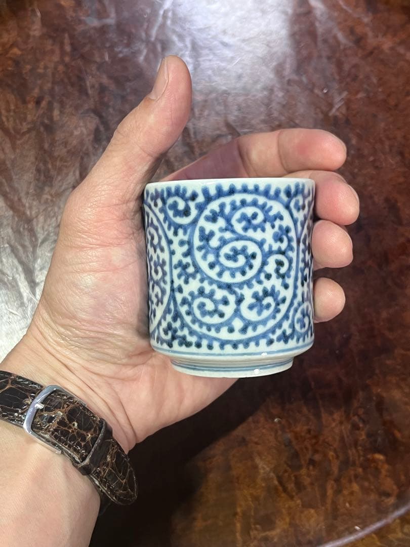 古伊万里　覗き猪口　のぞき猪口　蛸唐草　大振　無傷完品　唐草　民藝　民芸　唐草